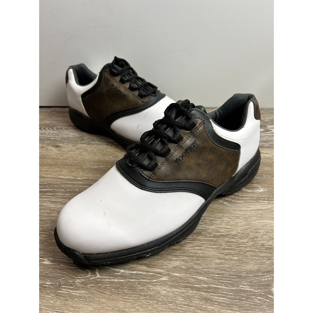 Footjoy Greenjoys Womens White/Tan Golf Shoes With Spikes Size 11 W Used 45516